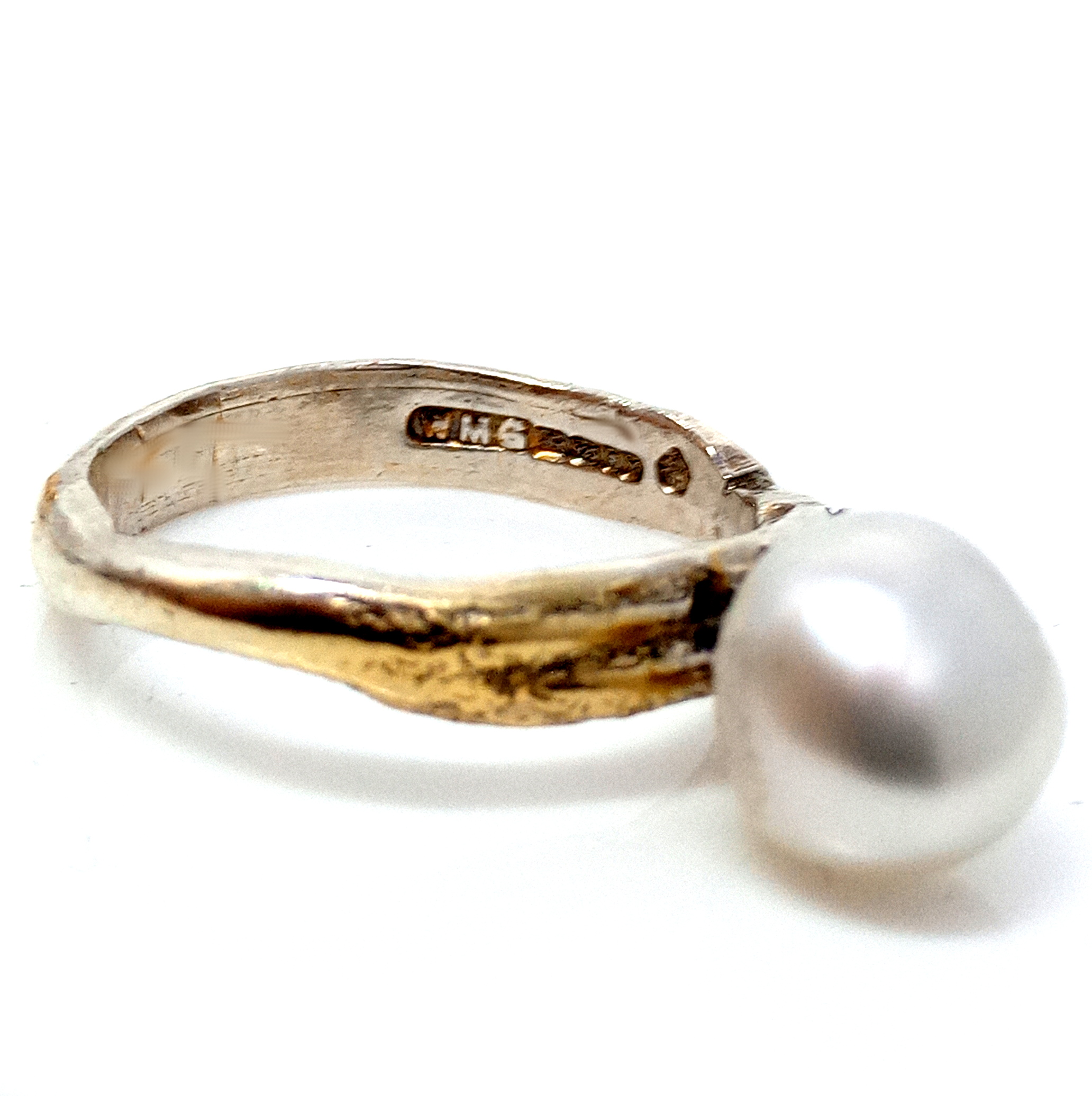 White South Sea Keishi Pearl, Fused Silver Vermeil Ring